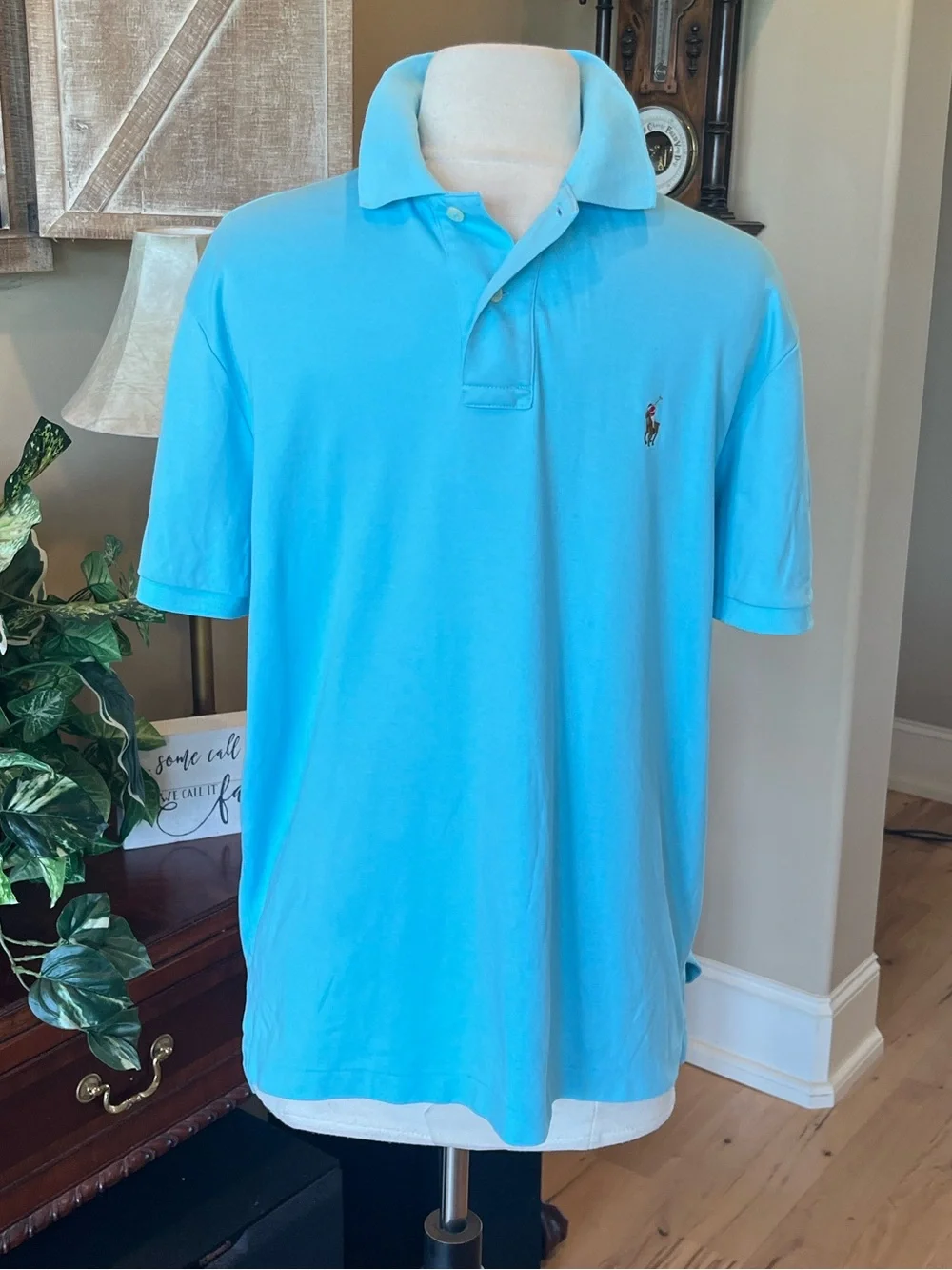 Ralph Lauren Men's Polo Shirt Pima SOFT Touch Light Blue